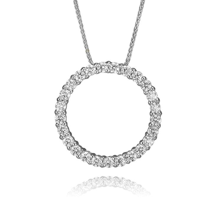 14k White Gold Diamond Circle Necklace