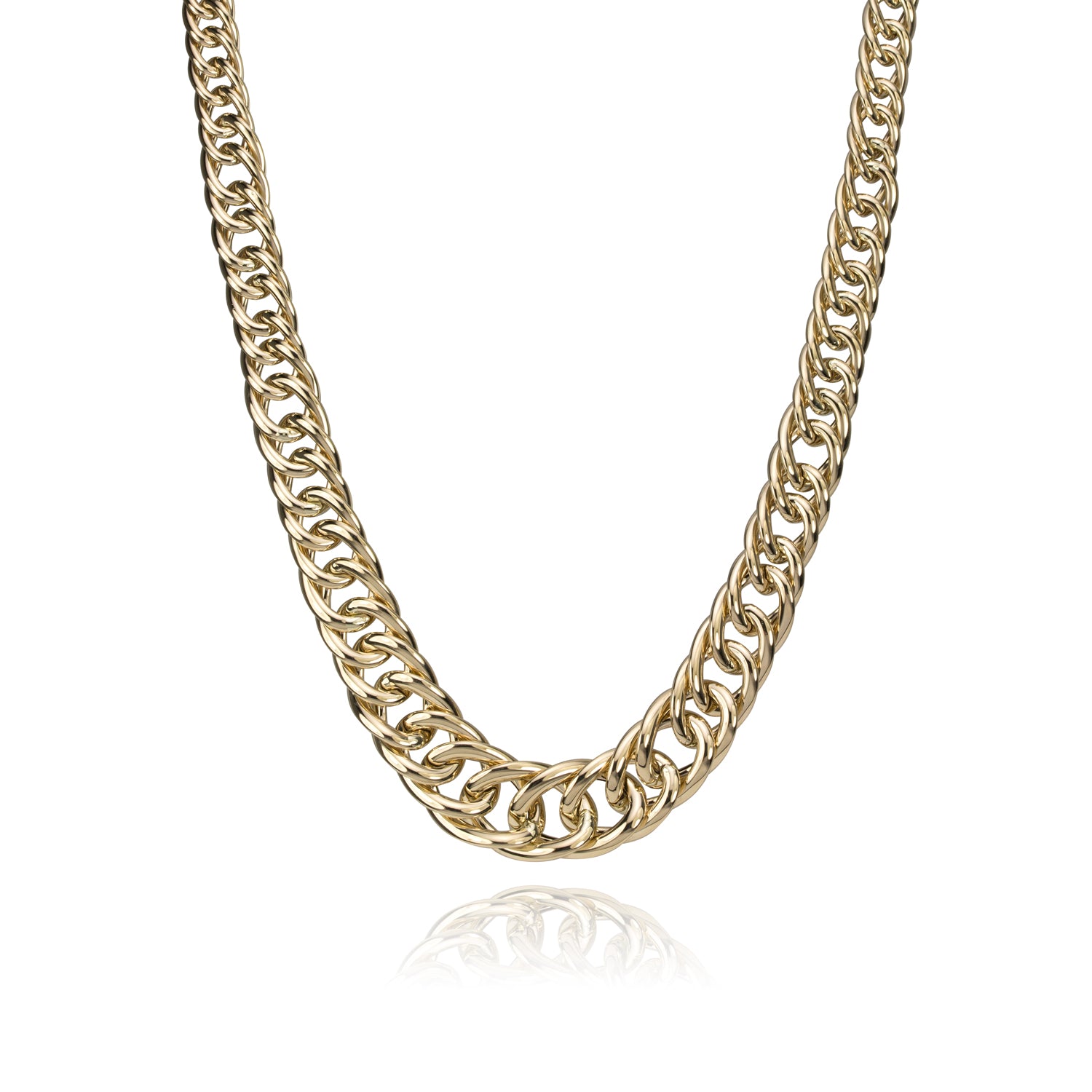 14k Yellow Gold Double Curb Chain Necklace