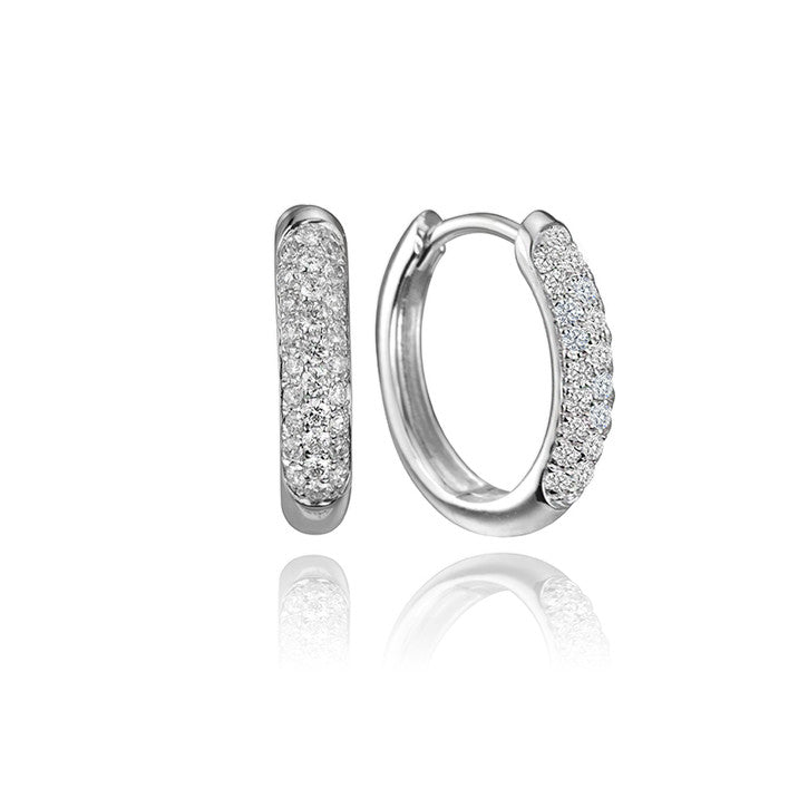 14k White Gold Pavé Diamond Earrings