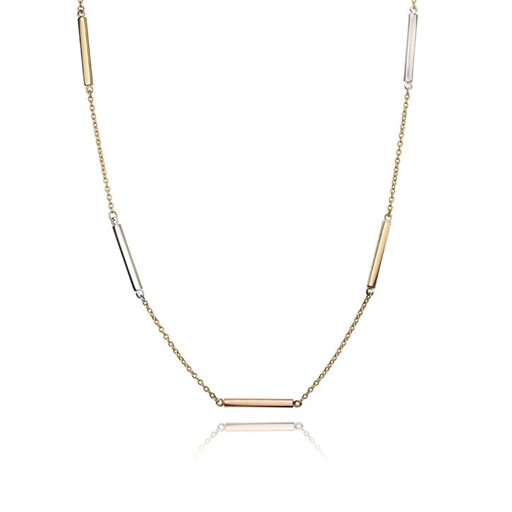 14k Tri Colour Gold Bar Necklace