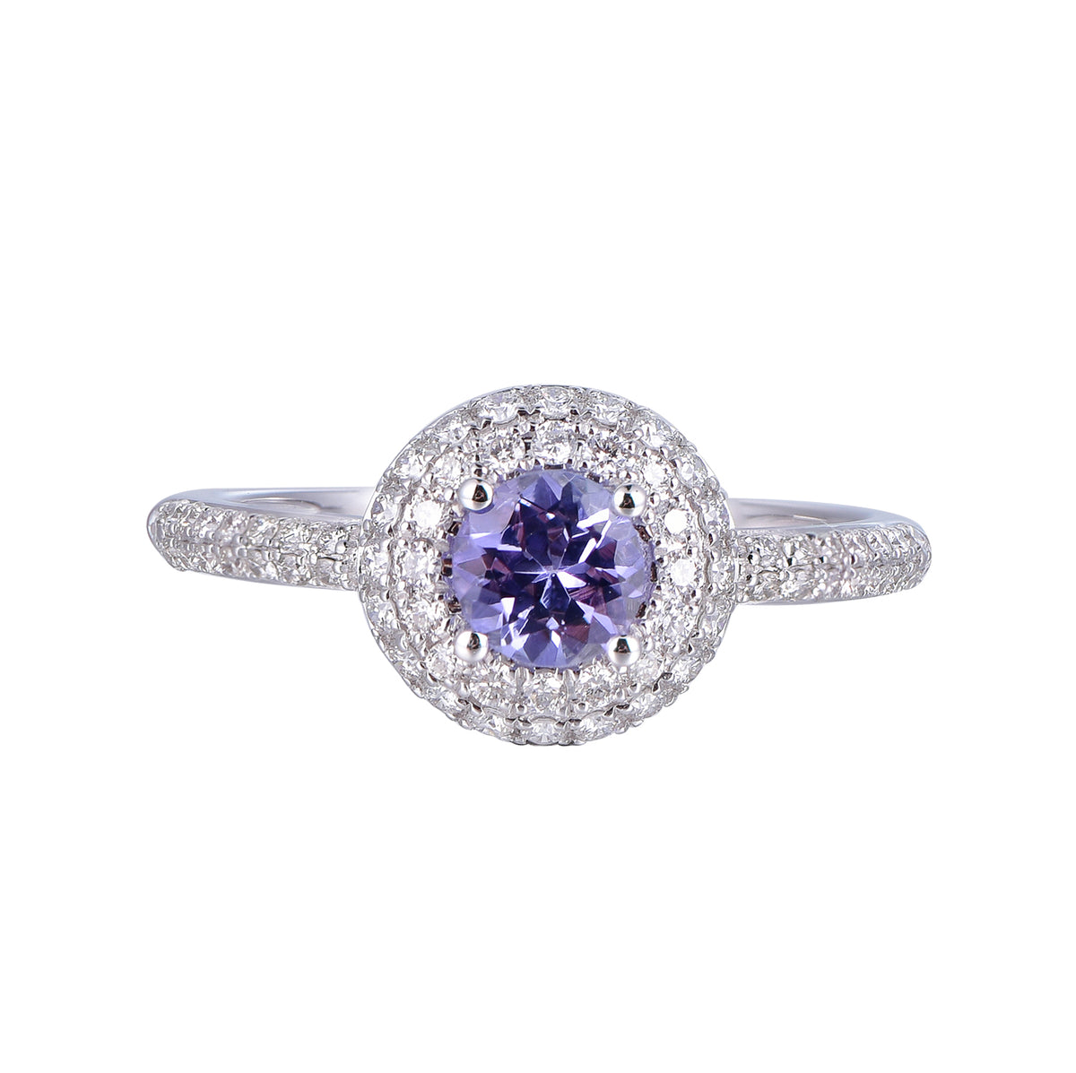 14K White Gold Tanzanite and Diamond Ring
