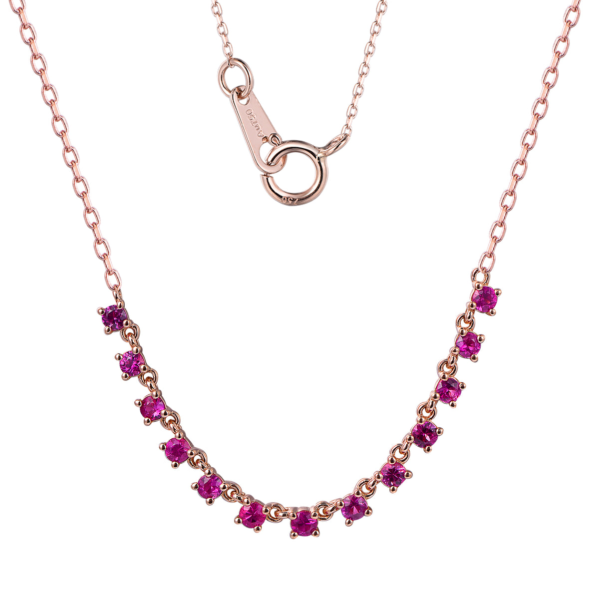 14K Yellow Gold Ruby Curved Necklace
