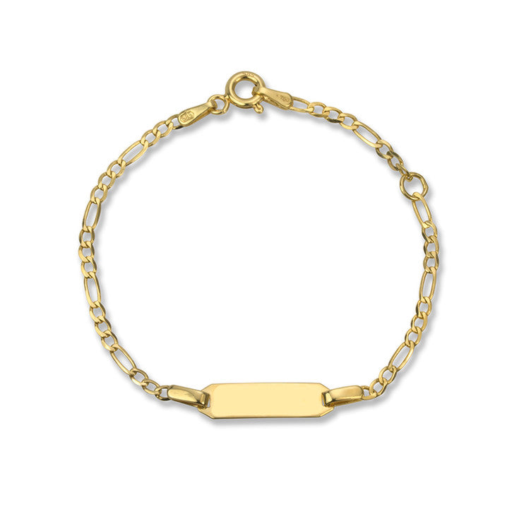 14k Yellow Gold Figaro Link Baby ID Bracelet