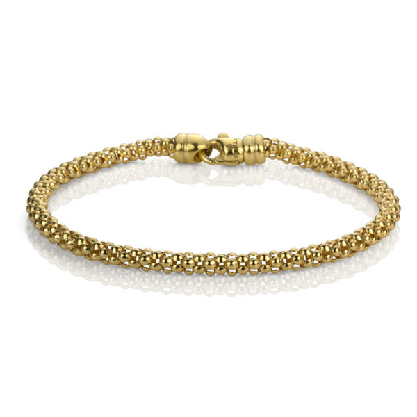18K Yellow Gold Bead Link Bracelet