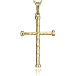 10K Yellow Gold Hammered Cross Pendant