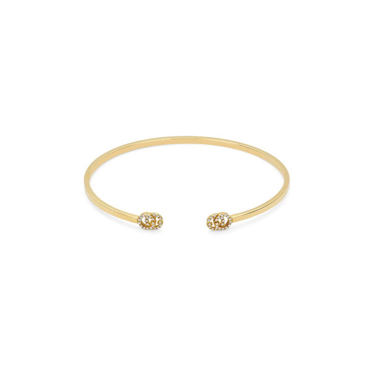 Gucci 18K Yellow Gold GG Diamond Cuff Bracelet