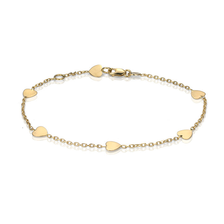 18K Yellow Gold Heart Bracelet