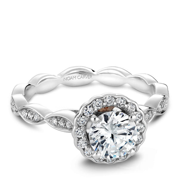 Noam Carver 14K White Gold Diamond Halo Engagement Ring (B085-01WA)