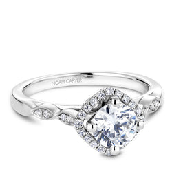 Noam Carver 14K White Gold Floral Diamond Engagement Ring (B084-01A)