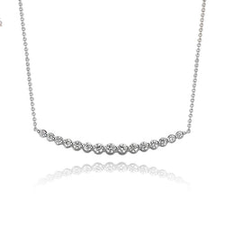 14K White Gold Diamond Bar Necklace