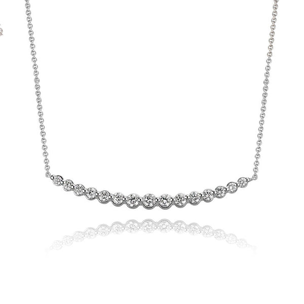 14K White Gold Diamond Bar Necklace