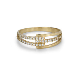 10K Yellow Gold Cubic Zirconia Split Shank Ring