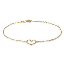 18K Yellow Gold Heart Wide Open Bracelet