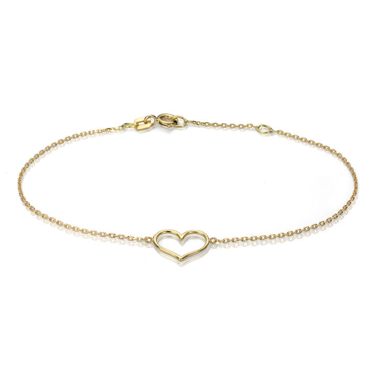 18K Yellow Gold Heart Wide Open Bracelet