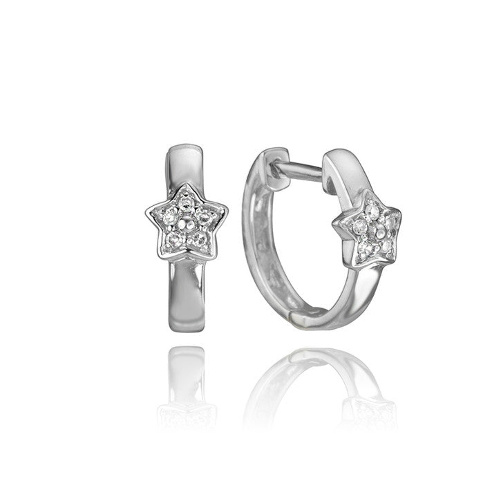 14K White Gold Diamond Starlette Huggies