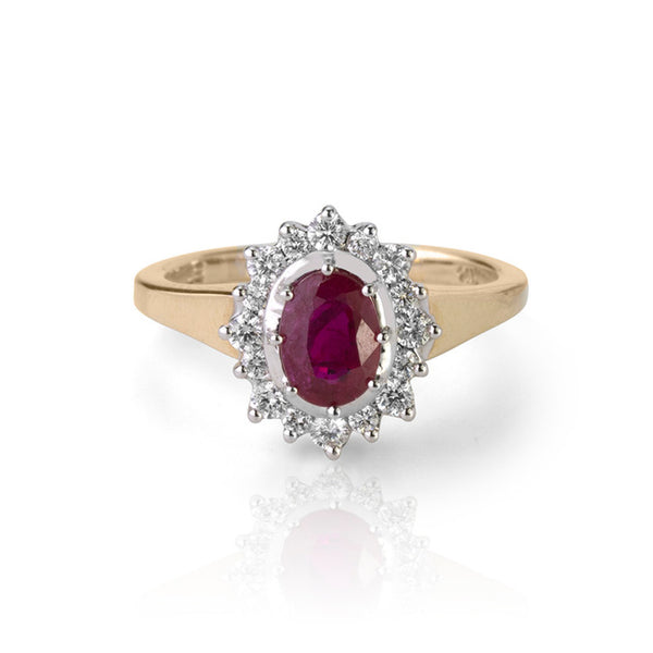 14K Yellow Gold Ruby and Diamond Ring