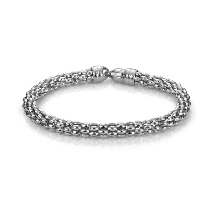 14K White Gold Popcorn Link Bracelet