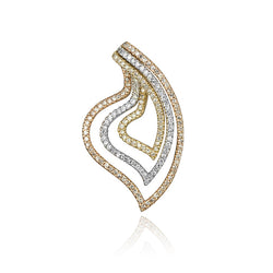 14K Tri Colour Gold Diamond Heart Pendant