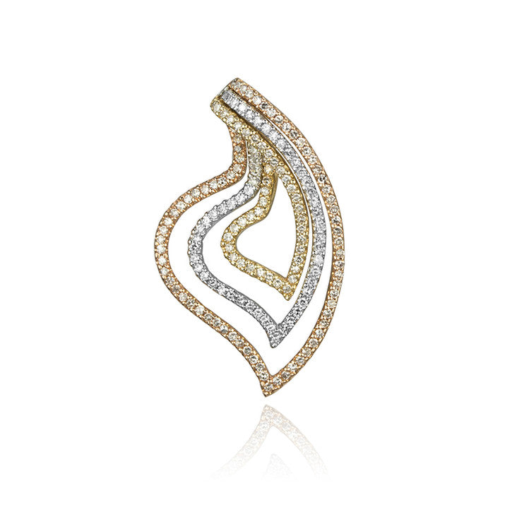 14K Tri Colour Gold Diamond Heart Pendant