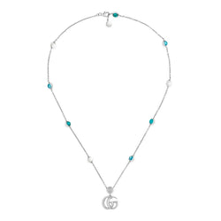 Gucci Silver Double G Gemstone Necklace