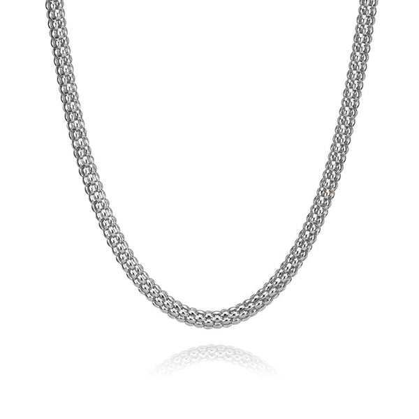 14K White Gold Popcorn Necklace 18"