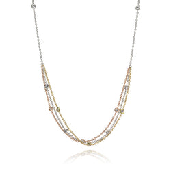 18k Gold Multi Strand Multi Coloured Cubic Zirconia Necklace