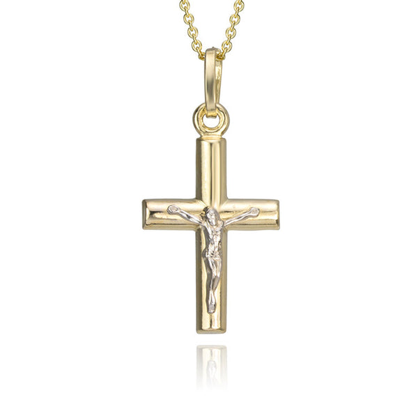 14K Two Tone Crucifix Pendant