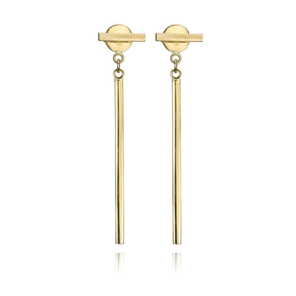 14K Yellow Gold Bar Dangle Earrings