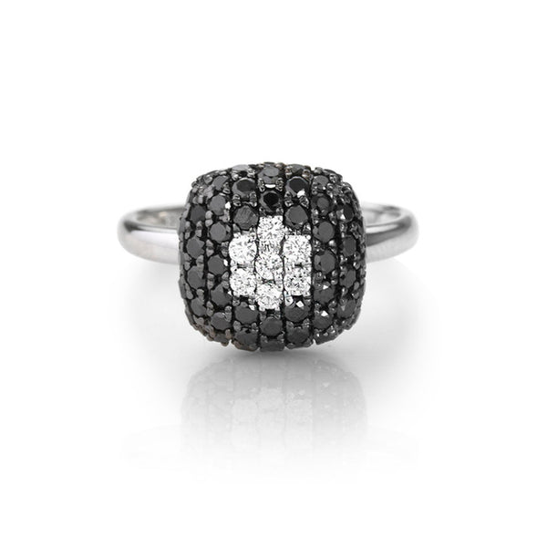 14K White Gold Black Diamond Ring