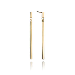 14K Yellow Gold Linear Drop Earrings