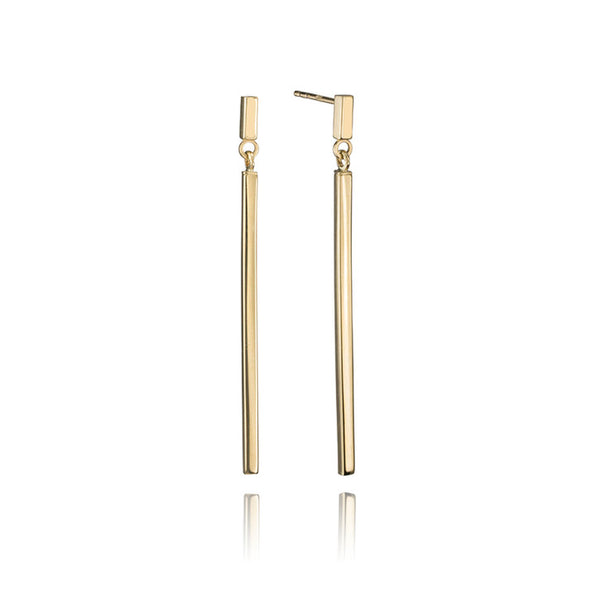 14K Yellow Gold Linear Drop Earrings