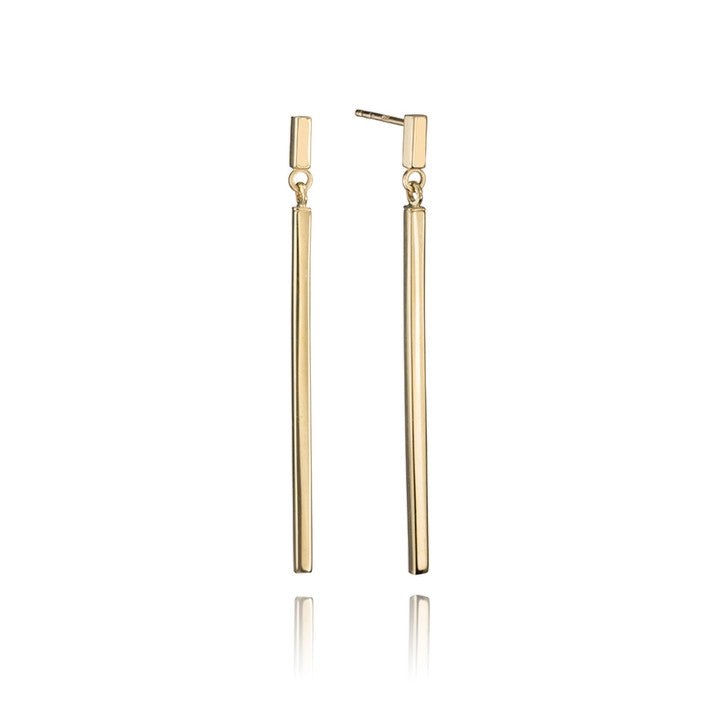 14K Yellow Gold Linear Drop Earrings