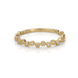 14K Yellow Gold Organic Dots Diamond Stacker