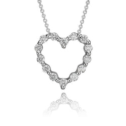 14K White Gold and Diamond Heart Pendant