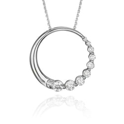 14K White Gold Circle Diamond Pendant