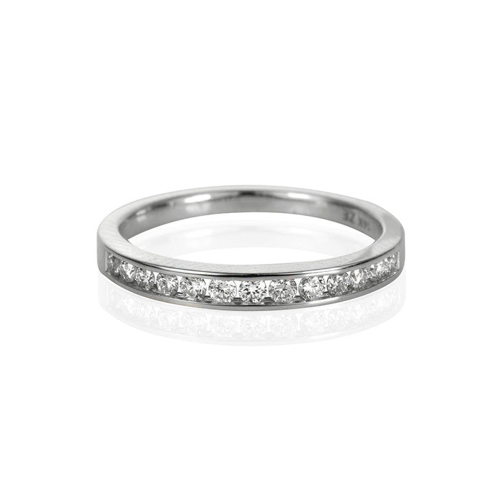 14K White Gold Semi Channel-Set Band