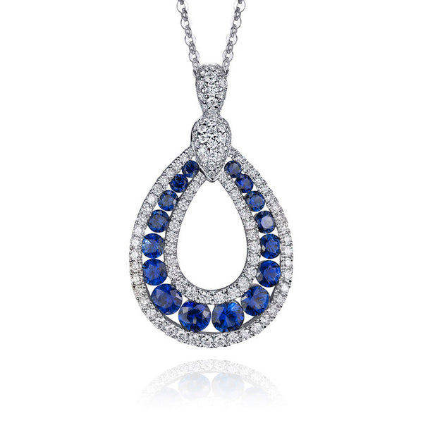 18K White Gold Sapphire and Diamond Pendant