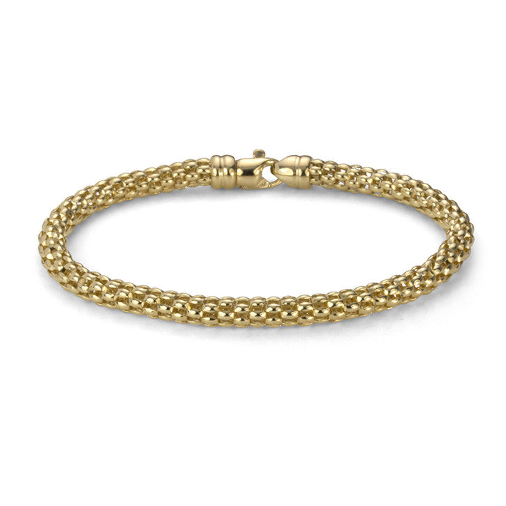 14K Yellow Gold Popcorn Link Bracelet