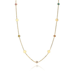 14k Yellow Gold Multi Coloured Stone Necklace