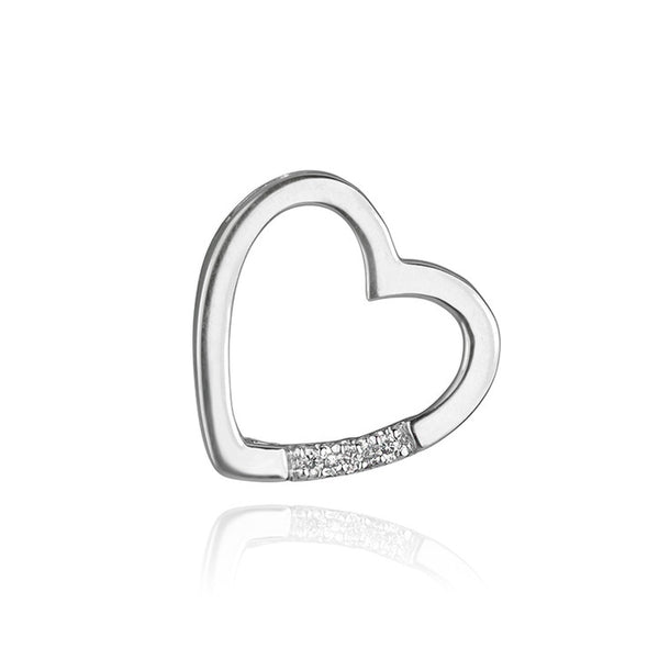 14K White Gold Diamond Heart Pendant