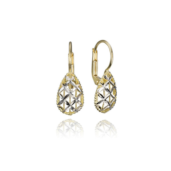 18K Yellow and White Gold Filigree Earrings