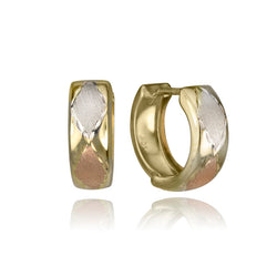 10K Tri Colour Gold Huggie Hoop Earrings