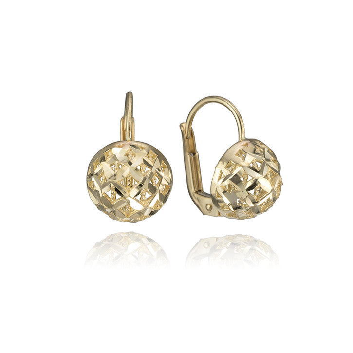 14K Yellow Gold Mesh Stud Earrings