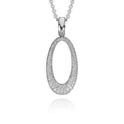 14K White Gold Diamond Oval Pendant