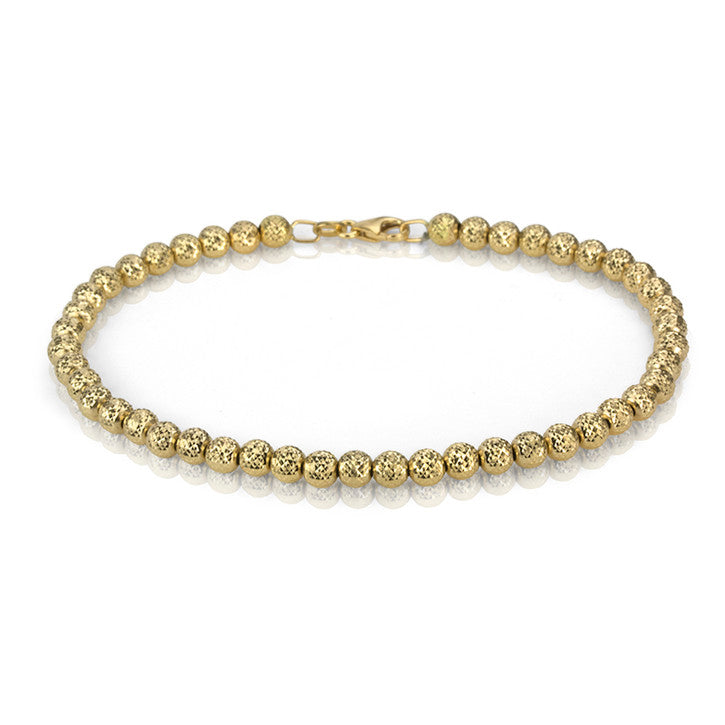 18K Yellow Gold Hammered Ball Bracelet