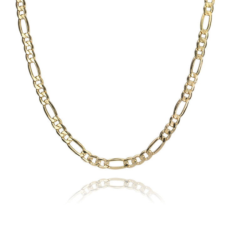 10K Yellow Gold Figaro Link Necklace